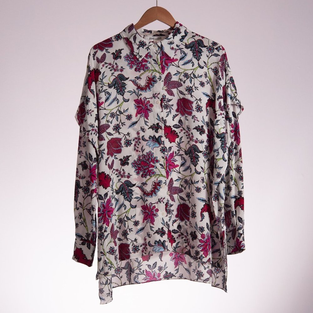 Diane Von Furstenberg Silk Blouse Size Large